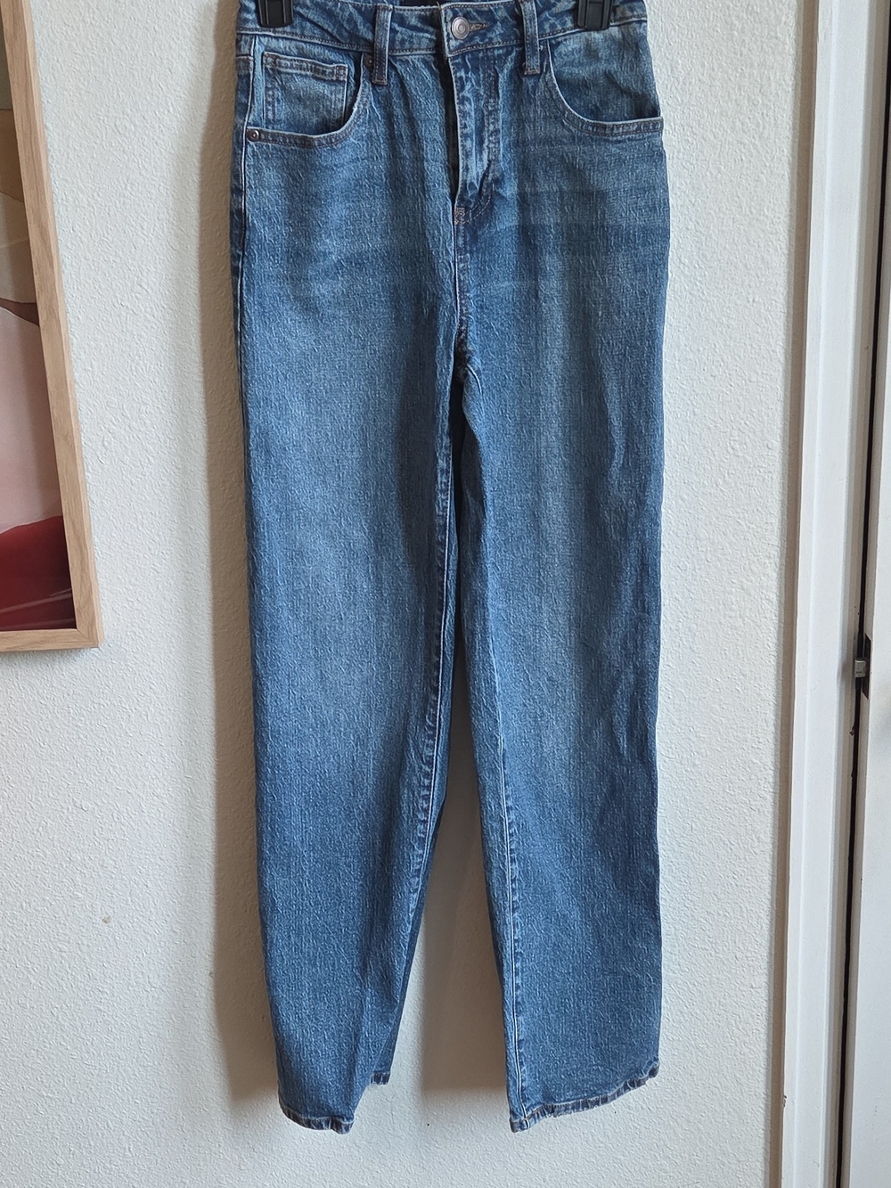 BCBGeneration High-Rise Straight Leg Jeans in Medium Blue